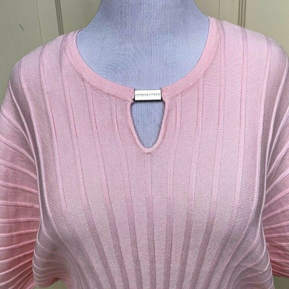 NWT Adrienne Vittadini pink striped texture rayon blend sweater size L - Picture 2 of 12